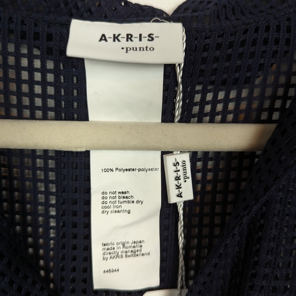 NWT Akris Punto Navy Techno Grid Collared Blouse - Picture 6 of 9